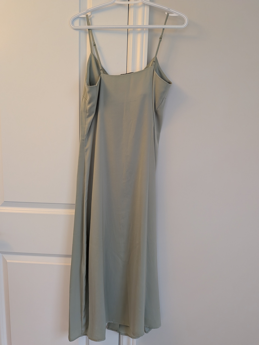 Satin Slip Dress in Sage Green - Picture 3 of 10